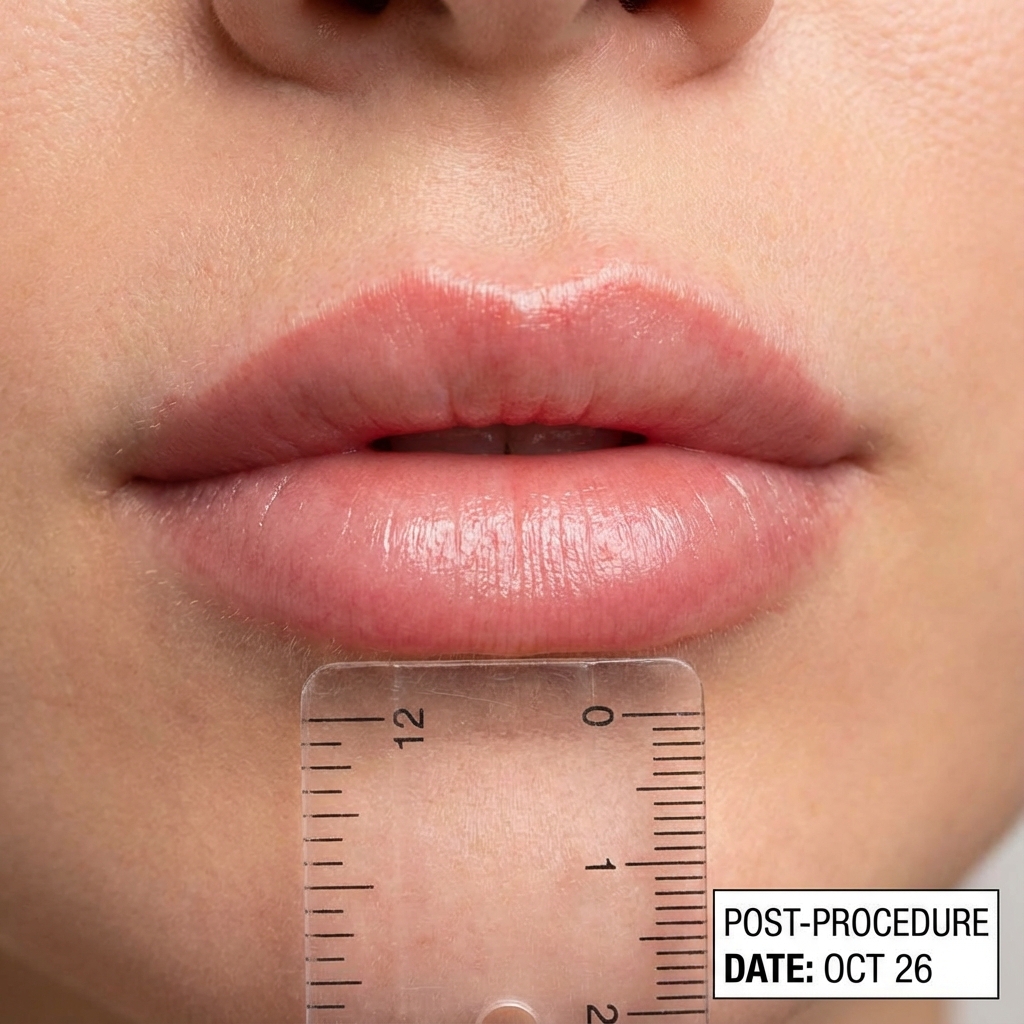 Depois do preenchimento labial